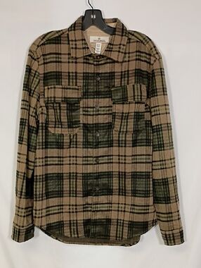 NWT Rainforest Green Plaid Fahnestock Trail Stretch Knit Flannel Long Sleeve Sm